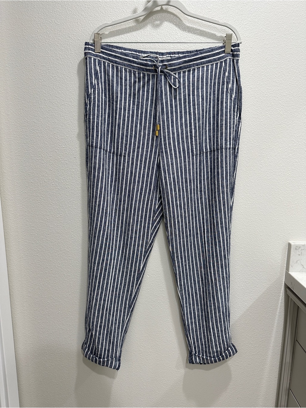 Ellen Tracy Navy and White Striped Men's Chinos